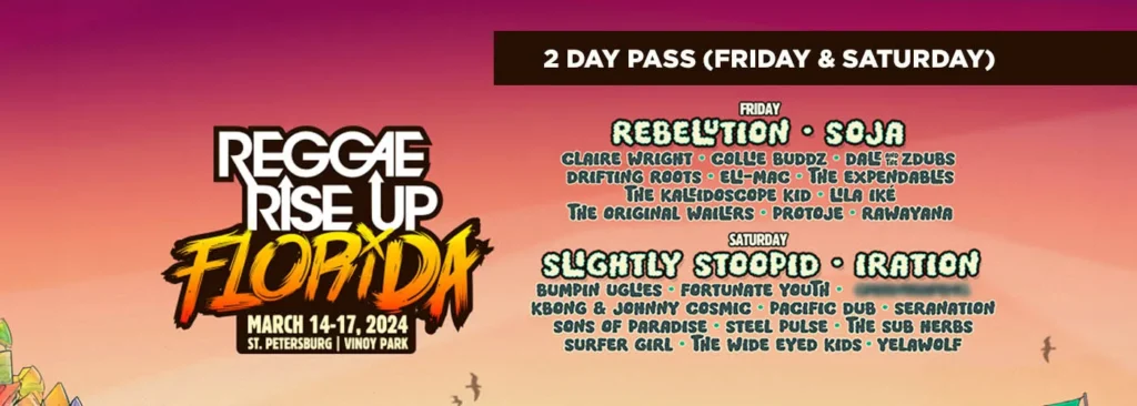 Reggae Rise Up Florida - 2 Day Pass (Friday & Saturday) at Vinoy Park